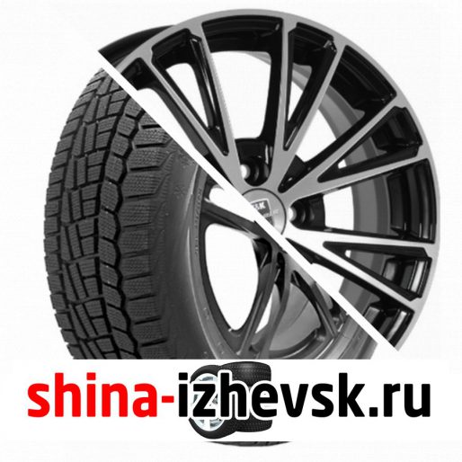 Колесо в сборе Viatti Brina зима (V-521) 185/65 R15 T 88 + КиК Меандр-оригинал 6xR15 4×100 ET40 DIA60.1 Черный глянцевый с полированными элементами лицевой поверхности в Ижевске